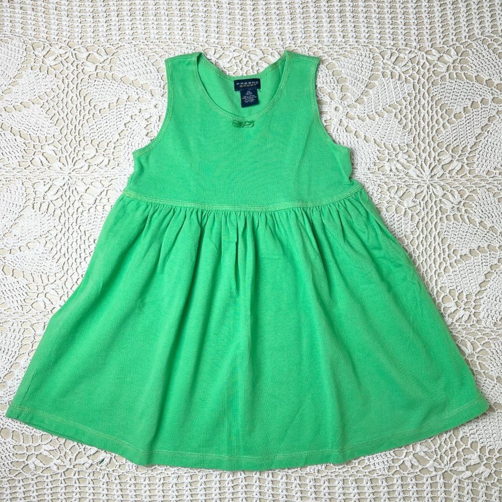 Vintage 1990s Fresno Sport Girls XS 4-5 Years Green Sleeveless Jumper Sun Dress